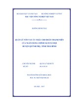 quản lý vốn vay ủy thác cho đoàn thanh niên của ngân hàng chính sách xã hội huyện quỳnh phụ, tỉnh thái bình