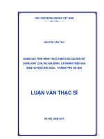 đánh giá tình hình thực hiện các quyền sử dụng đất của hộ gia đình, cá nhân trên địa bàn huyện ứng hòa   thành phố hà nội