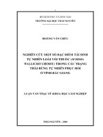 Nghiên Cứu Một Số Đặc Điểm Tái Sinh Tự Nhiên Loài Vối Thuốc (Schima Wallichii Choisy) Trong Các Trạng Thái Rừng Tự Nhiên Phục Hồi Ở Tỉnh Bắc Giang
