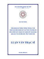 ứng dụng hệ thống thông tin địa lý để đánh giá biến động đất đai theo phương án điều chỉnh quy hoạch sử dụng đất giai đoạn 2005 2010 thị xã bỉm sơn, tỉnh thanh hóa 