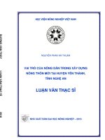 vai trò của nông dân trong xây dựng nông thôn mới tại huyện yên thành, tỉnh nghệ an 