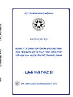 quản lý tài chính đối với các chương trình mục tiêu quốc gia về phát triển nông thôn trên địa bàn huyện yên thế, tỉnh bắc giang 