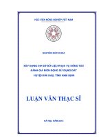 xây dựng cơ sở dữ liệu phục vụ công tác đánh giá biến động sử dụng đất huyện hải hậu, tỉnh nam định 
