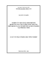 Nghiên Cứu Một Số Đặc Điểm Dịch Tễ Bệnh Cúm Gia Cầm Và Khả Năng Đáp Ứng  Miễn Dịch Của Gà, Vịt Đối Với Vacxin Cúm H5N1 Tại Tỉnh Bắc Ninh
