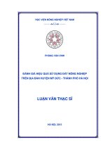 đánh giá hiệu quả sử dụng đất nông nghiệp trên địa bàn huyện mỹ đức   thành phố hà nội