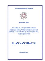 ảnh hưởng của tỷ lệ bổ sung chất mồi (inoculum) đến quá trình lên men và sinh khí metan của chất thải hỗn hợp (phân và nước tiểu) ở điều kiện in vitro 