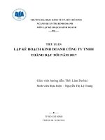 tieu luan  lap ke hoach kinh doanh cho cty tnhh thanh dat toi 2017