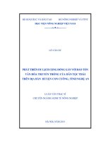 phát triển du lịch cộng đồng gắn với bảo tồn văn hóa truyền thống của dân tộc thái trên địa bàn huyện con cuông, tỉnh nghệ an 