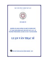 nghiên cứu ảnh hưởng của một số biện pháp kỹ thuật đến năng suất sản xuất hạt lai f1 và thương phẩm giống lúa bắc ưu 253 tại hải dương 