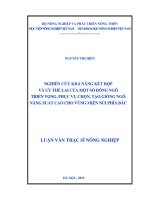 nghiên cứu khả năng kết hợp và ưu thế lai của một số dòng ngô triển vọng, phục vụ chọn, tạo giống ngô năng suất cao cho vùng miền núi phía bắc