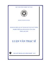 đánh giá hiệu quả sử dụng đất sản xuất nông nghiệp trên địa bàn huyện văn lãng tỉnh lạng sơn 