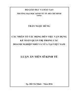 Các nhân tố tác động đến việc vận dụng kế toán quản trị trong các doanh nghiệp nhỏ và vừa tại việt nam