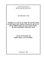 Nghiên cứu đề xuất một số sinh kế nhằm hỗ trợ cộng đồng tham gia quản lý rừng phòng hộ tại xã lương bằng, chợ đồn, bắc kạn