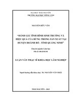 Đánh Giá Tình Hình Sinh Trưởng Và Hiệu Quả Của Rừng Trồng Sản Xuất Tại Huyện Hoàng Bồ - Tỉnh Quảng Ninh