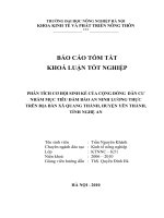 Phân tích cơ hội sinh kế của cộng đồng dân cư nhằm mục tiêu đảm bảo an ninh lương thực trên địa bàn xã quang thành, huyện yên thành, tỉnh nghệ an