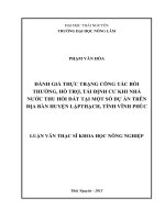 Đánh Giá Thực Trạng Công Tác Bồi Thường, Hỗ Trợ, Tái Định Cư Khi Nhà Nước Thu Hồi Đất Tại Một Số Dự Án Trên Địa Bàn Huyện Lập Thạch, Tỉnh Vĩnh Phúc