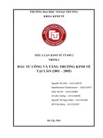 Tiểu luận môn kinh tế vĩ mô đầu tư công và tăng trưởng kinh tế tại lào 2001   2005 