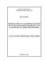 Đánh Giá Công Tác Giải Phóng Mặt Bằng Dự Án Xây Dựng Trung Tâm Dịch Vụ Y Tế Và Chăm Sóc Sức Khỏe Tỉnh Vĩnh Phúc