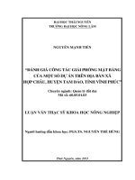 Đánh Giá Công Tác Giải Phóng Mặt Bằng Của Một Số Dự Án Trên Địa Bàn Xã Hợp Châu, Huyện Tam Đảo, Tỉnh Vĩnh Phúc
