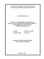 MUSIC IN THE BUDDHIST CEREMONY OF GIVING ALMS TO THE DEAD OF THE VIET PEOPLE   COMPARISON OF CASES OF HUE AND HO CHI MINH CITY