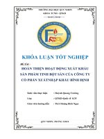 HOÀN THIỆN  HOẠT ĐỘNG XUẤT KHẨU SẢN PHẨM TINH BỘT SẮN CỦA CÔNG TYCỔ PHẨN XUẤT NHẬP KHẨU BÌNH ĐỊNH