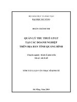 Quản lý thu thuế GTGT tại các doanh nghiệp trên địa bàn tỉnh quảng bình