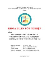 HOÀN THIỆN CÔNG TÁC QUẢN TRỊ CHUỖI CUNG ỨNG TẠI XÍ NGHIỆP 380 –CHI NHÁNH CÔNG TY CỔ PHẦN PHÚ TÀI
