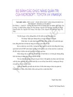 Bảng so sánh các chức năng quản trị của microsoft, toyota và vinamilk