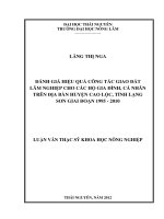 Đánh Giá Hiệu Quả Công Tác Giao Đất Lâm Nghiệp Cho Các Hộ Gia Đình, Cá Nhân Trên Địa Bàn Huyện Cao Lộc, Tỉnh Lạng Sơn Giai Đoạn 1995 - 2010