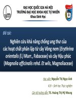 Nghiên cứu khả năng chống ung thư của các phân tử phân nập của cây Vông nem và cây Hậu phác
