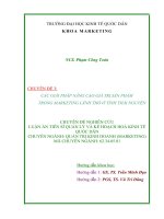 CÁC GIẢI PHÁP NÂNG CAO GIÁ TRỊ sản PHẨM TRONG MARKETING LÃNH THỔ ở TỈNH THÁI NGUYÊN 