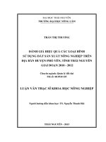 Đánh Giá Hiệu Quả Các Loại Hình Sử Dụng Đất Sản Xuất Nông Nghiệp Trên Địa Bàn Huyện Phổ Yên, Tỉnh Thái Nguyên Giai Đoạn 2010-2012