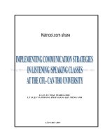 IMPLEMENTING COMMUNICATION STRATEGIES IN LISTENNINGSPEAKING CLASSES AT THE CFL – CAN THO UNIVERSITY
