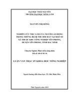 Nghiên Cứu Việc Làm Của Người Lao Động Trong Những Hộ Bị Thu Hồi Đất Tại Một Số Xã Thuộc Khu Công Nghiệp Yên Phong, Tỉnh Bắc Ninh