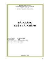 BÀI GIẢNG LUẬT tài CHÍNH 