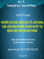 NGHIÊN cứu đặc điểm DỊCH tễ lâm SÀNG, cận lâm SÀNG NHIỄM KHUẨN HUYẾT tại BỆNH VIỆN TRẺ EM hải PHÒNG 