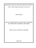 QUẢN LÝ DI TÍCH LỊCH SỬ VĂN HÓA Ở BẮC NINH TRONG QUÁ TRÌNH CÔNG NGHIỆP HÓA, ĐÔ THỊ HÓA