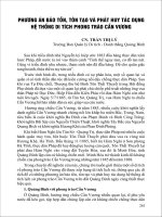 PHƯƠNG ÁN BẢO TỒN, TÔN TẠO VÀ PHÁT HUY TÁC DỤNG HỆ THỐNG DI TÍCH PHONG TRÀO CẦN VƯƠNG