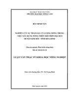 Nghiên Cứu Sự Tham Gia Của Cộng Đồng Trong Việc Xây Dựng Nông Thôn Mới Trên Địa Bàn Huyện Kim Bội – Tỉnh Hoà Bình