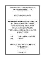 An investigation into metaphors related to the concept of Dignity in Oliver Twist by Charles Dickens via its Vietnamese version translated by Phan Ngoc