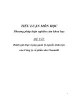 Tiểu luân đánh giá tình trạng quản lý nguồn nhân lực của công ty cổ phần sữa Vinamilk