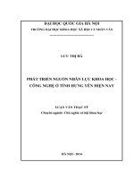 PHÁT TRIỂN NGUỒN NHÂN LỰC KHOA HỌC -CÔNG NGHỆ Ở TỈNH HƯNG YÊN HIỆN NAY