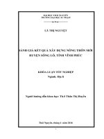 ĐÁNH GIÁ KẾT QUẢ XÂY DỰNG NÔNG THÔN MỚI HUYỆN SÔNG LÔ, TỈNH VĨNH PHÚC