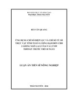 Luận án tiến sĩ ứng dụng chỉ số diệp lục và chỉ số tỷ số thực vật tính toán lượng đạm bón cho 2 giống ngô lai LVN14 và LVN99 thời kỳ trước trỗ 10 ngày
