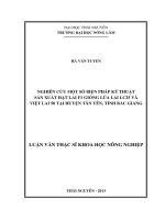 Nghiên Cứu Một Số Biện Pháp Kỹ Thuật Sản Xuất Hạt Lai F1 Giống Lúa Lai LC25 Và Việt Lai 50 Tại Huyện Tân Yên, Tỉnh Bắc Giang