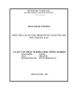 Phân Chia Lập Địa Cho Trồng Rừng Tại Huyện Chợ Mới, Tỉnh Bắc Kạn