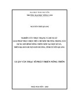 Nghiên cứu thực trạng và đề xuất giải pháp thực hiện tiêu chí môi trường trong xây dựng mô hình nông thôn mới tại một số xã, trên địa bàn huyện Sơn Dương, tỉnh Tuyên Quang