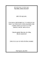 Ứng dụng chỉ số diệp lục và chỉ số tỷ số thực vật tính toán lượng đạm bón cho 2 giống ngô lai LVN14 và LVN99 thời kỳ trước trỗ 10 ngày (TT)