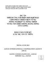 THÍCH ỨNG VỚI BIẾN ĐỔI KHÍ HẬU CHO PHÁT TRIỂN BỀN VỮNG NÔNG NGHIỆP VÀ NÔNG THÔN VÙNG VEN BIỂN ĐỒNG BẰNG SÔNG CỬU LONG