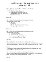 NGÂN HÀNG câu hỏi vật lí 7 cả năm có đáp án